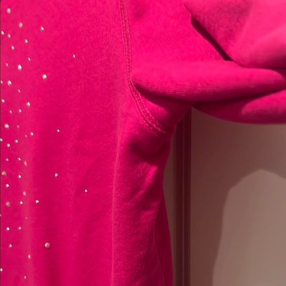 Christine Alexander Medium Pink Swarovski Bling Quarter Zip Sweater - Picture 5 of 8